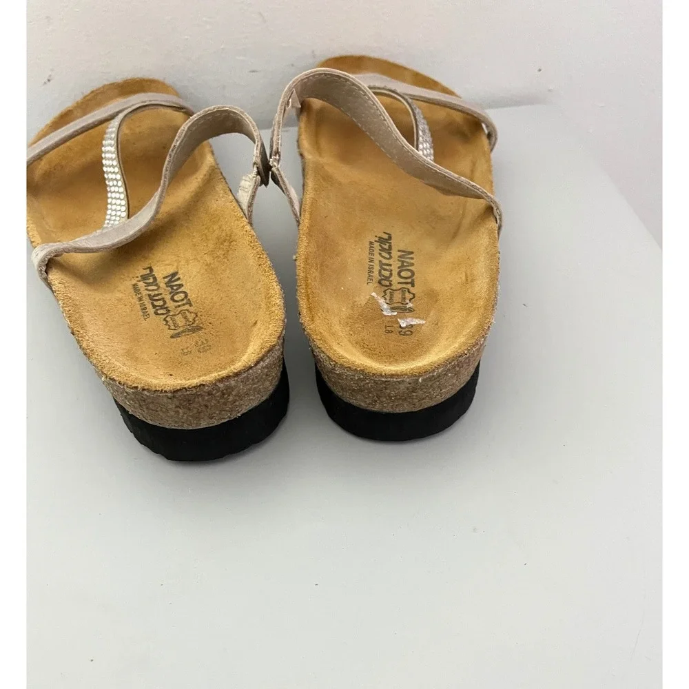 Naot  Sandals Women's 39 Silver Metallic‎ Rhinestone Leather Comfort Shoes